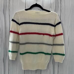 Vintage 1980s Striped Le Moda Sweater Ivory Size Medium Taiwan